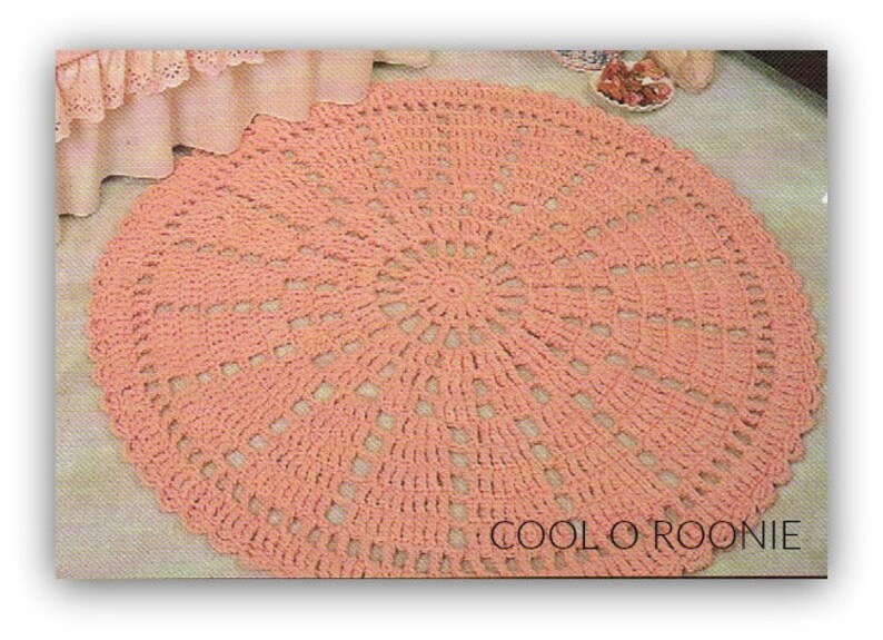 Crochet Rug Pattern Vintage 70's Pattern Shabby Chic Round Rug Digital PDF Crochet Pattern Instant Download image 1