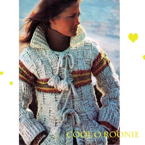 Women's Crochet Jacket - Sweater Coat Crochet Pattern - 70's Retro PDF Crochet Pattern Instant Download on Cool o Roonie