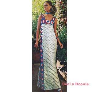 Crochet Dress Pattern Granny Square Crochet Women's Long Summer Dress PDF Crochet Pattern Instant Download