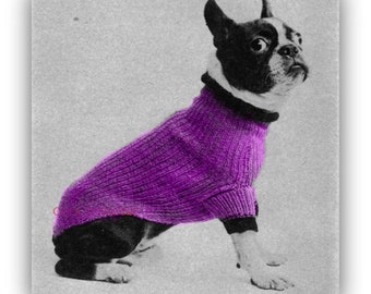 Dog Sweater Knitting Pattern Dog Coat Boston Terrier Sweater Pattern Vintage 1950's PDF Knitting Pattern Instant Download