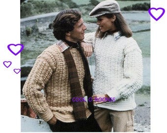 Crochet Pattern Aran Sweater Pattern Men - Womens - Fishmens Unisex Pullover Style PDF Crochet Pattern