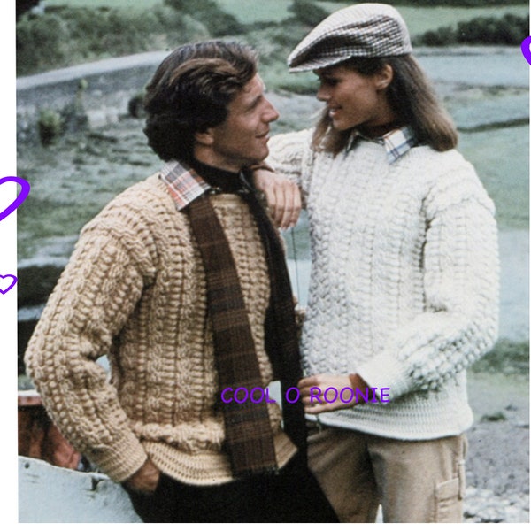 Crochet Pattern Aran Sweater Pattern Men - Womens - Fishmens Unisex Pullover Style PDF Crochet Pattern