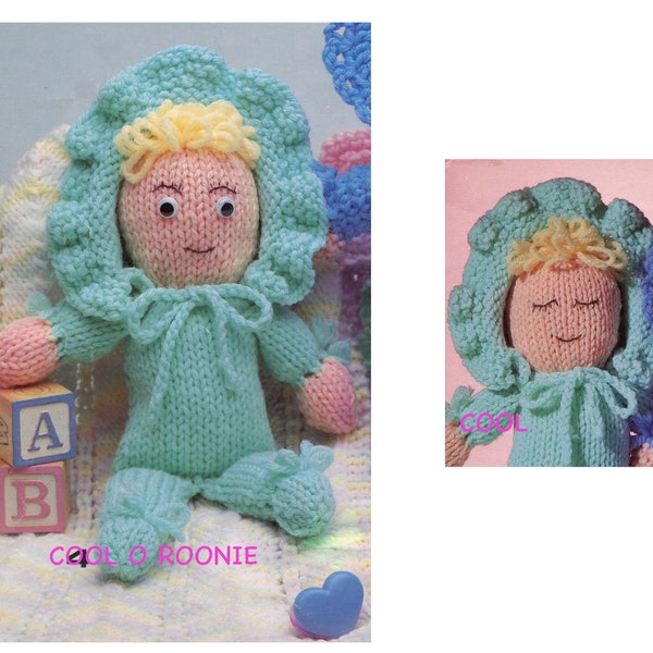 Knitting Pattern Doll - Turn a Bonnet Doll Knitting - Vintage Knitting Pattern PDF