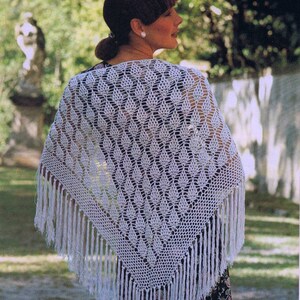 Women's Crochet Shawl Pattern Ladies Shawl - Wrap Vintage 70's PDF Crochet Pattern Instant Download