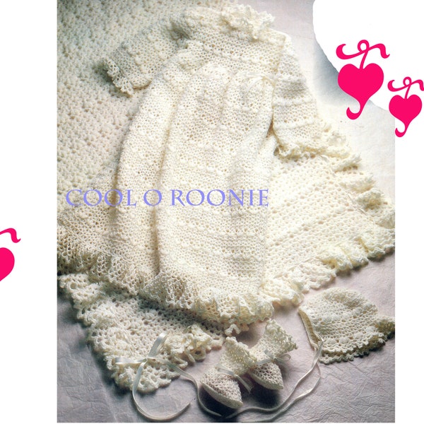 Gown Heirloom Vintage Christening Crochet Pattern -  Crochet  Christening Pattern -Baby Girl Crochet - PDF Crochet Pattern - DIY Crochet