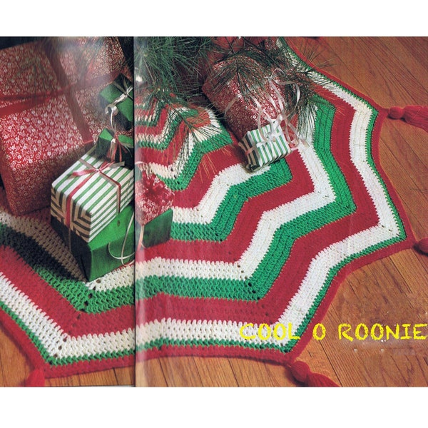 Christmas Crochet Patterns - Xmas Tree Skirt - Vintage Big Ripple - Holiday Crochet - PDF Crochet Pattern