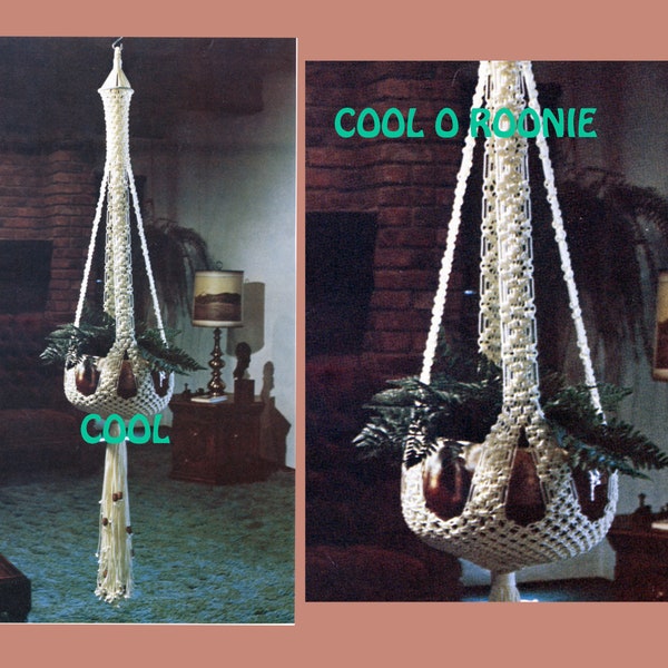 Makramee-PDF-Muster – 1970er-Jahre-Boho-Makramee-Muster – Pflanzenaufhänger-Muster – Heimdekoration – digitales Makramee-Muster zum druckbaren Download