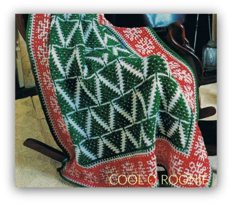 Christmas Afghan Knitting Pattern Xmas Trees and Snowflakes Etsy