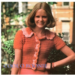 CROCHET Pattern, Sweater Blouse - Womens Crochet Pattern - Vintage 1970's Crop Top Crochet -  PDF Crochet Pattern