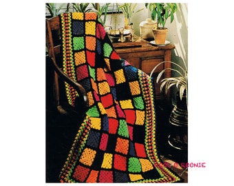 Granny Square Afghan Crochet Pattern Vintage Design Afghan - Blanket - Throw PDF Crochet Pattern Instant Download