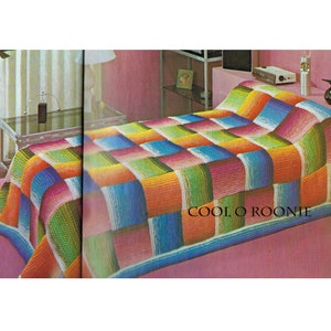 Bedspread Knitting Pattern - Vintage 1970's Blanket Knitting - Bed Cover Afghan Throw PDF Knitting Pattern Instant Download