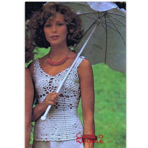 Women's Crochet Top Pattern Summer Camisole Top Vintage 70's PDF Crochet Pattern Instant Download