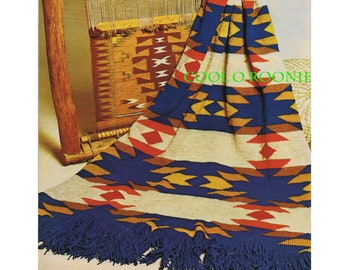 Navajo Blanket Pattern Afghan Knitting Pattern - Vintage 70's Throw Pattern - PDF Knitting Pattern Instant Download