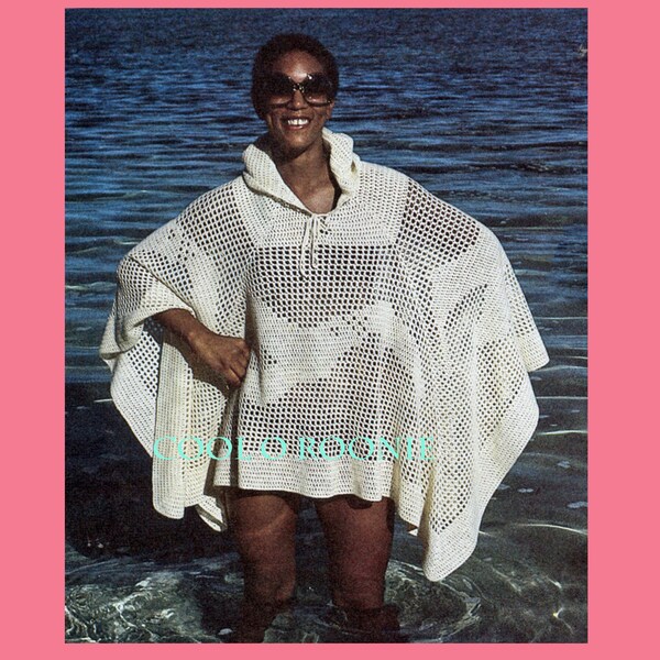 Beach Cover Up Crochet Pattern Womens Hooded Swimsuit Cape Cover up  PDF Crochet Pattern