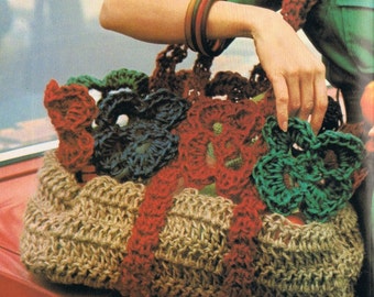 Vintage Crochet Purse Pattern - Crochet Handbag - PDF Crochet Pattern - Digital Crochet Pattern - Tote Bag - Crochet Jute Twine Flower Purse