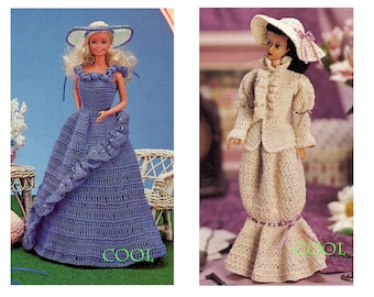 Fashion Doll Crochet Pattern - Barbie Dress Clothes Victorian Dress Crochet Pattern PDF Crochet Pattern