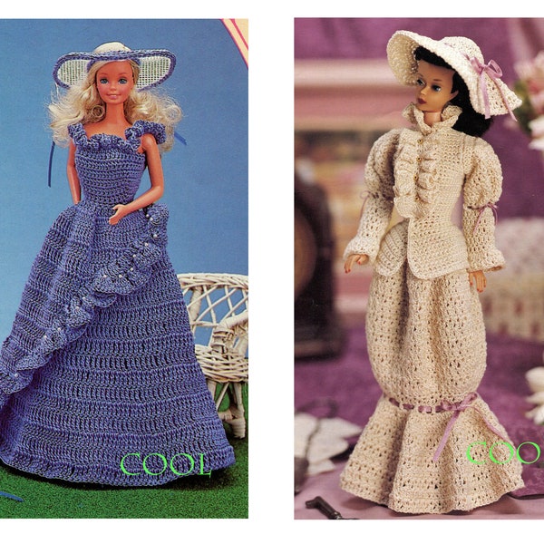 Fashion Doll Crochet Pattern - Teen Doll Dress Clothes Victorian Dress Crochet Pattern PDF Crochet Pattern