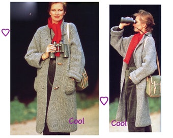 Patrón CROCHET Abrigo Mujer Abrigo Suéter Vintage 80's Patrón de Ganchillo PDF DIY Crochet