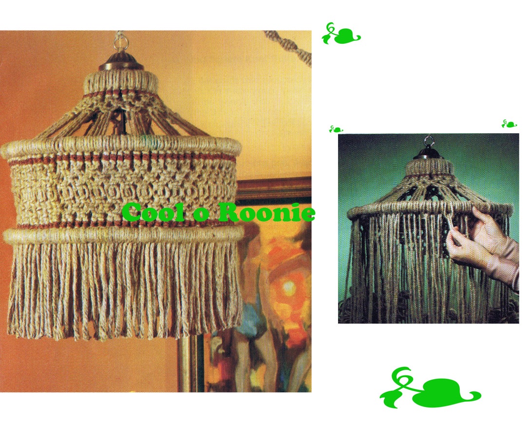 Macrame Pattern Hanging Tiffany Lamp Macrame Jute Swag Lamp Etsy