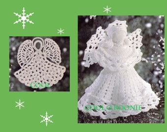 Christmas Angles in Crochet Thread Pattern - Vintage Xmas Home Decor PDF Crochet Pattern