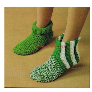 Vintage Crochet Patterns Easy Quick Family Slipper Socks PDF Crochet Pattern Instant Download