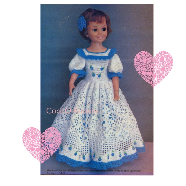 Crochet Pattern Doll Clothes Chrissy Doll Dress Crochet Pattern Vintage 80's - 19" Doll Clothes Thread Crochet Crochet Pattern PDF