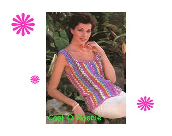 Crochet Top Pattern  Womens Summer Tank Top - Vintage 70's - PDF Crochet Pattern