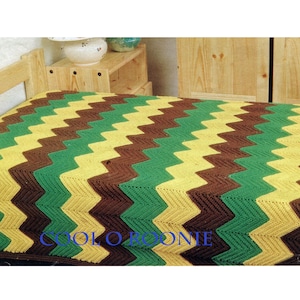 Crochet Blanket Pattern - Vintage Ripple Crochet Bedspread -  Throw - PDF Crochet Pattern
