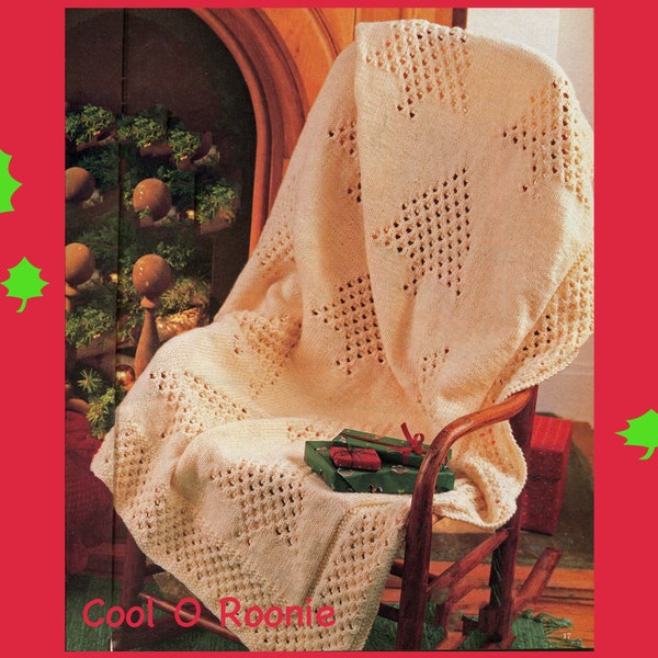 Knitting Pattern Afghan Christmas Pattern Vintage Pine Tree Blanket Knitting Pattern PDF