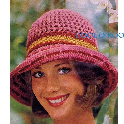 Cloche Crochet Hat Pattern Womens 70's Retro Brimmed Hat - Etsy