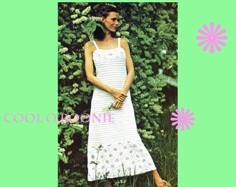 Crochet Dress Pattern - Vintage 70s - Womens Crochet - Maxi Dress Pattern - PDF Crochet Pattern