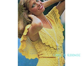 Crochet Top Pattern 1970s Vintage Womens Ruffle Top Crochet Pattern PDF Instant Download