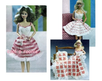 Crochet Pattern - Vintage Fashion Doll Clothes Crochet - Fashion Doll 11 1/2" Clothes - PDF Crochet Pattern