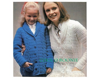 Vintage Crochet Pattern Girls Cardigan Sweater - Womens Cardigan Jumper PDF Crochet Pattern  Crocheted Cardigan