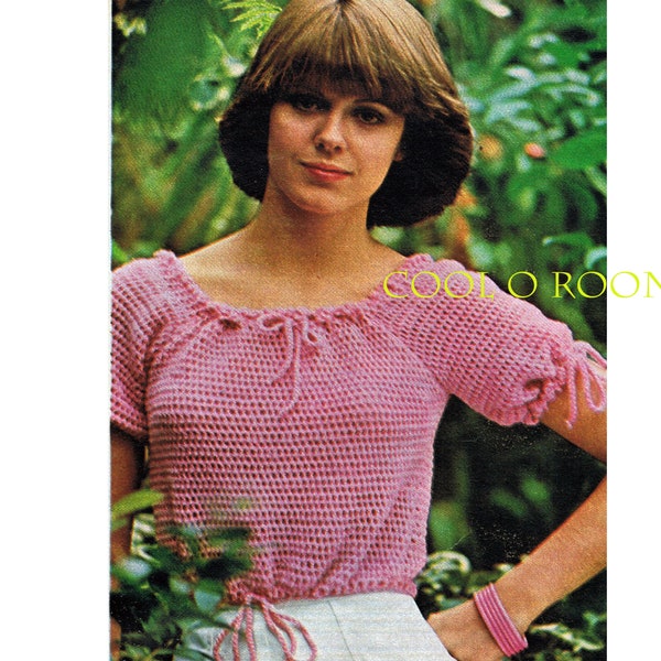 Crochet Top Pattern - Womens 1970's Retro Summer Top PDF Crochet Pattern