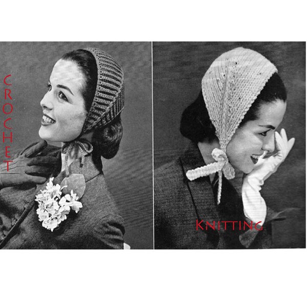 Cap Knitting and Crochet Pattern Vintage Women's Winter Cap 1960's Digital Pattern PDF Hat Knitting Pattern