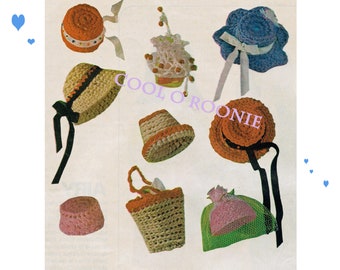 Crochet Doll Accessories - Fashion Doll Hats - purses Vintage Barbie Crochet - PDF Crochet Pattern Instant Download