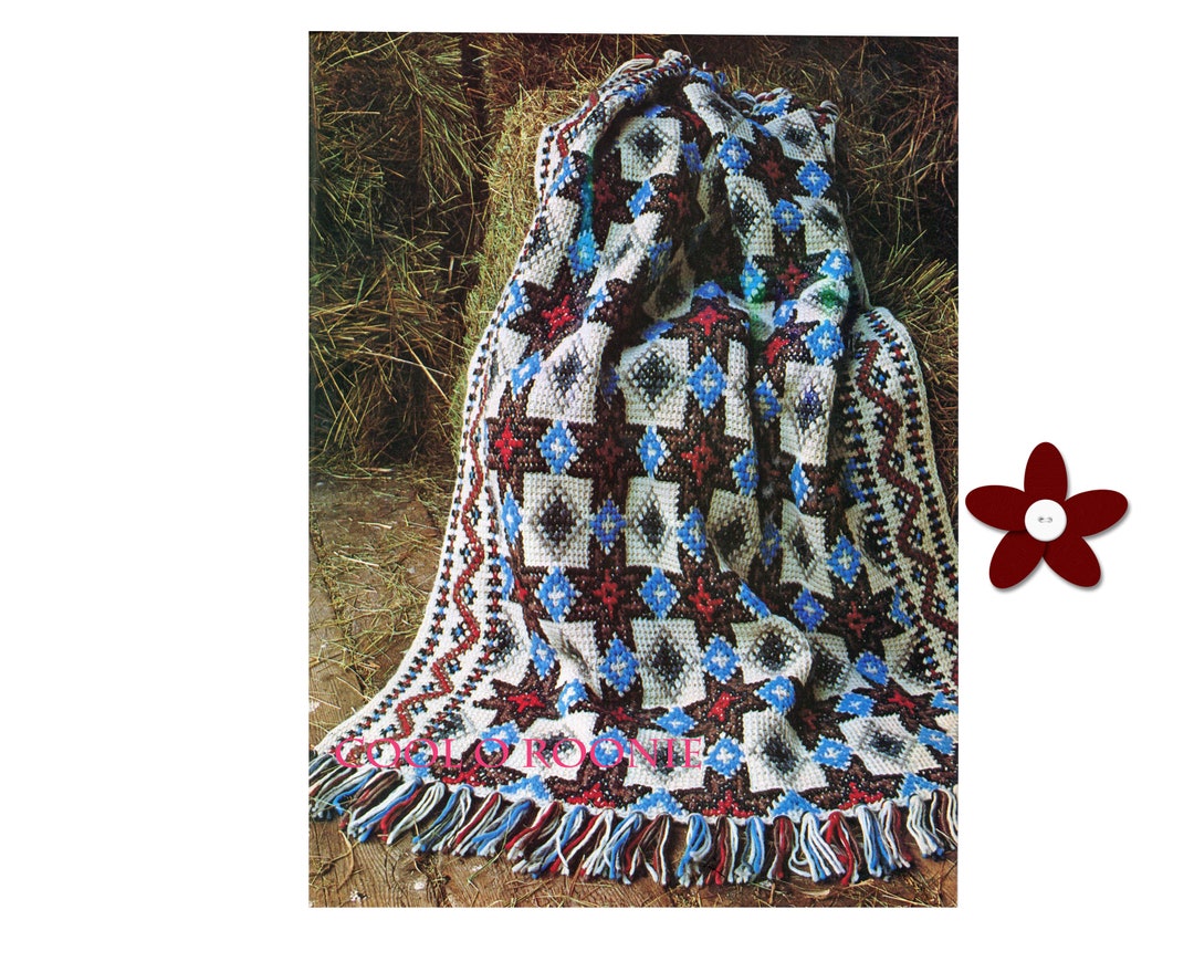 Crochet Pattern Afghan Cross Stitch Afghan Star Point Etsy