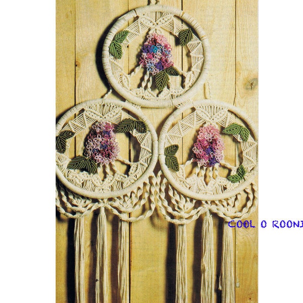 Macrame Wall Hanging - Lilacs Hoop Wall Hanging Pattern Vintage Macrame Digital Pattern Instant Download Almost Free