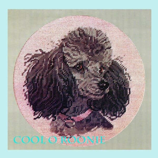 Vintage Needlepoint Poodle Pattern - Poodle Needlepoint - Dog Needlepoint Stitch Pattern - PDF Needlepoint Pattern - DIY Needlepoint