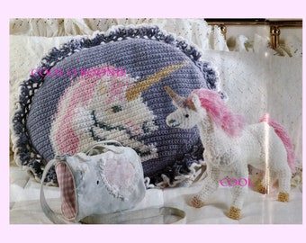 Unicorn Pillow Crochet Pattern - Unicorn Toy Crochet - Girl Crochet Pattern - Home Decor Cushion Crochet - PDF Crochet Pattern