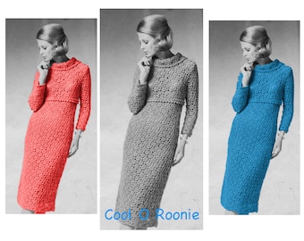 Crochet Dress Pattern - Womens Vintage 70's Crochet Pattern - Empire Style Dress - PDF Crochet Pattern