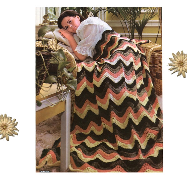 Knitting Pattern Blanket pattern - Vintage Ripple Afghan - Throw Knitting Pattern PDF