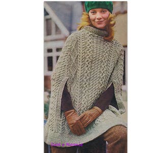 Knitting Pattern Womens Irish Cape Pattern Vintage 1970's Women's Winter Cape PDF Knitting Pattern