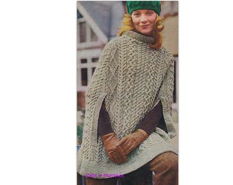 Knitting Pattern Womens Irish Cape Pattern Vintage 1970's Women's Winter Cape PDF Knitting Pattern