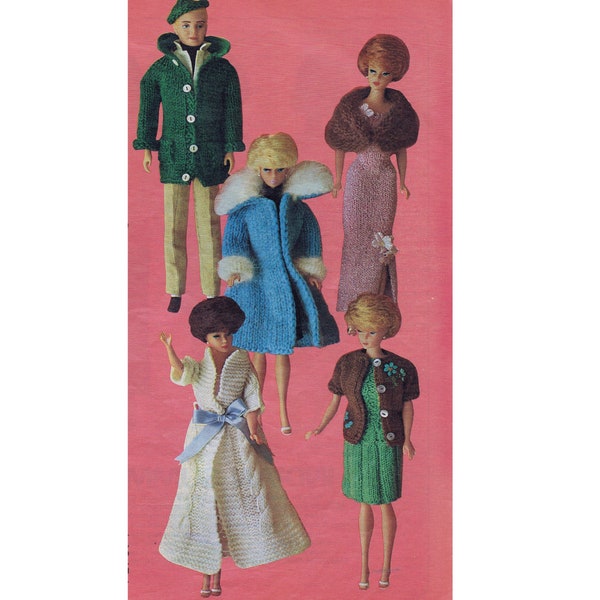 Knitting Pattern - Fashion Doll Knitting Pattern Vintage 70's Fashion Doll Clothes - PDF Knitting Pattern Instant Download