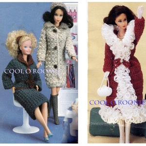 Crochet Pattern - Fashion Doll Coat dress, Teenage Doll Clothes Fashion Doll Thread Crochet PDF Crochet Pattern