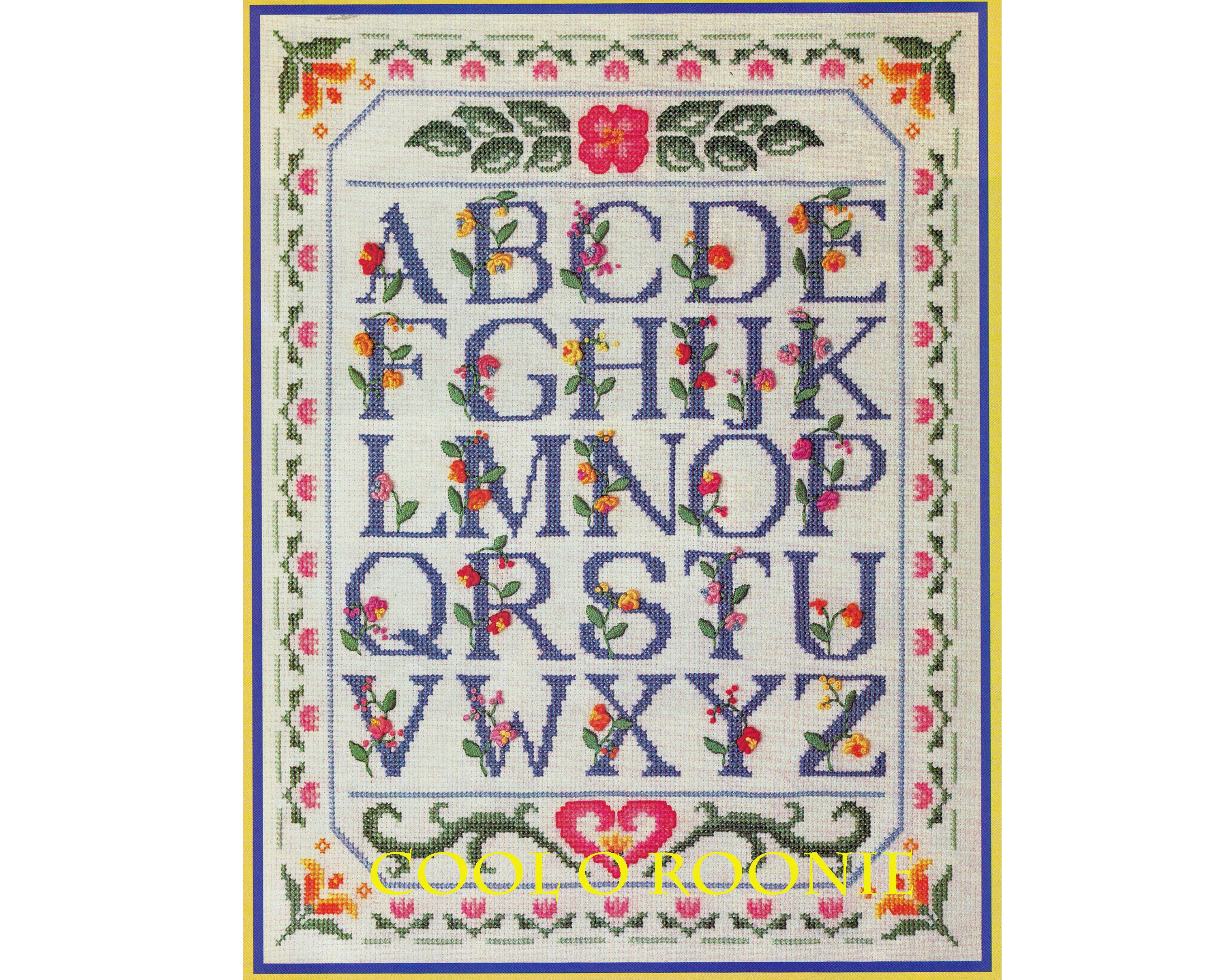 Vintage Flower Alphabet Cross Stitch Pattern PDF Instant - Etsy