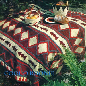 Vintage Knitting Pattern - Afghan Knitting - Indian Design Blanket Pattern - Throw - PDF Knitting Pattern