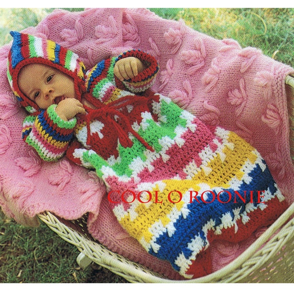 Crochet Bunting Pattern for Baby - Hooded Cocoon Crochet - Infant Winter Sleeping Bag PDF Crochet Pattern